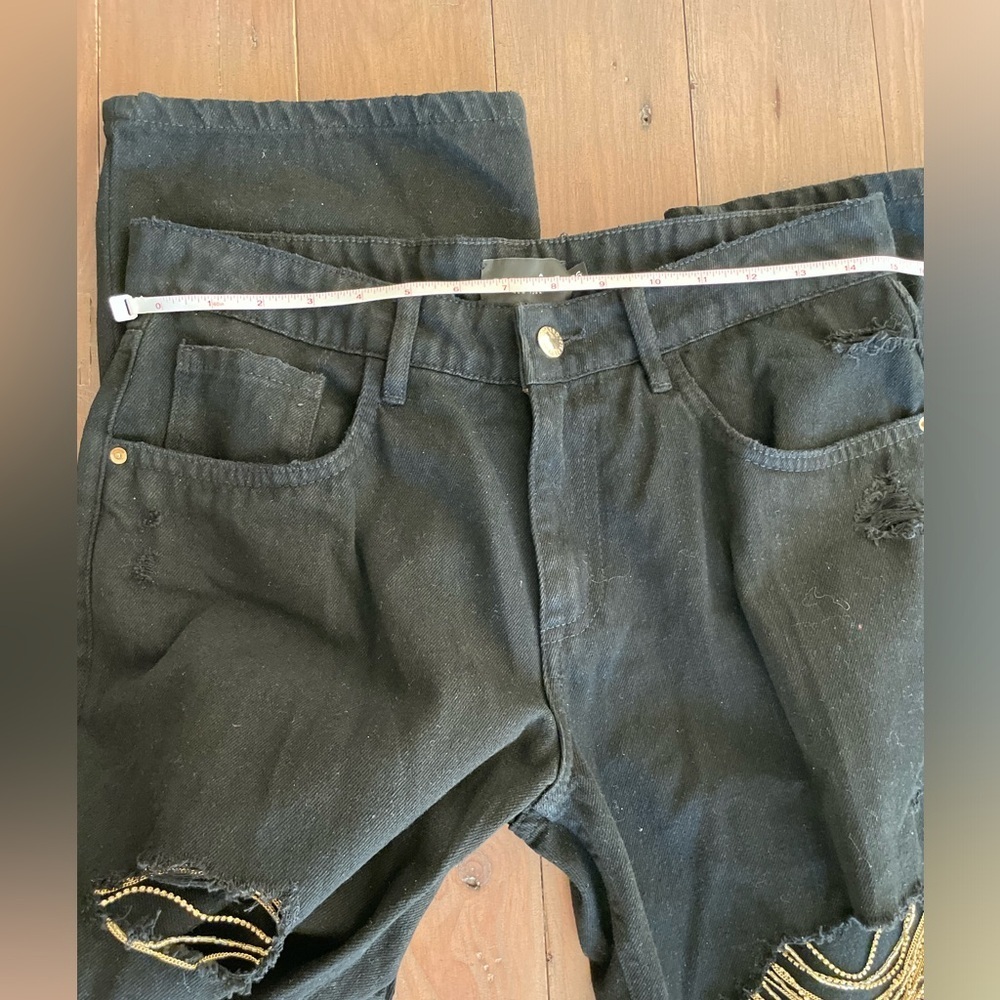 NEW Retrofete Marlowe gold embellished black Jean - Picture 8 of 9